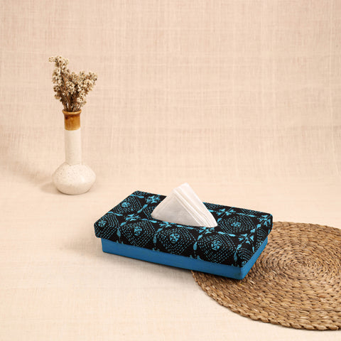 Blue - handcrafted bengal kantha work tissue box 02