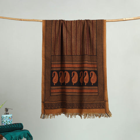 Brown Bagh Hand Block Print Cotton Handloom Towel