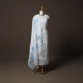 Handwoven Phulia Jamdani Muslin Silk 2pc Unstitched Dress Material Kurta Set 23