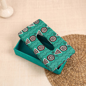 Blue - handcrafted bengal kantha work tissue box 38