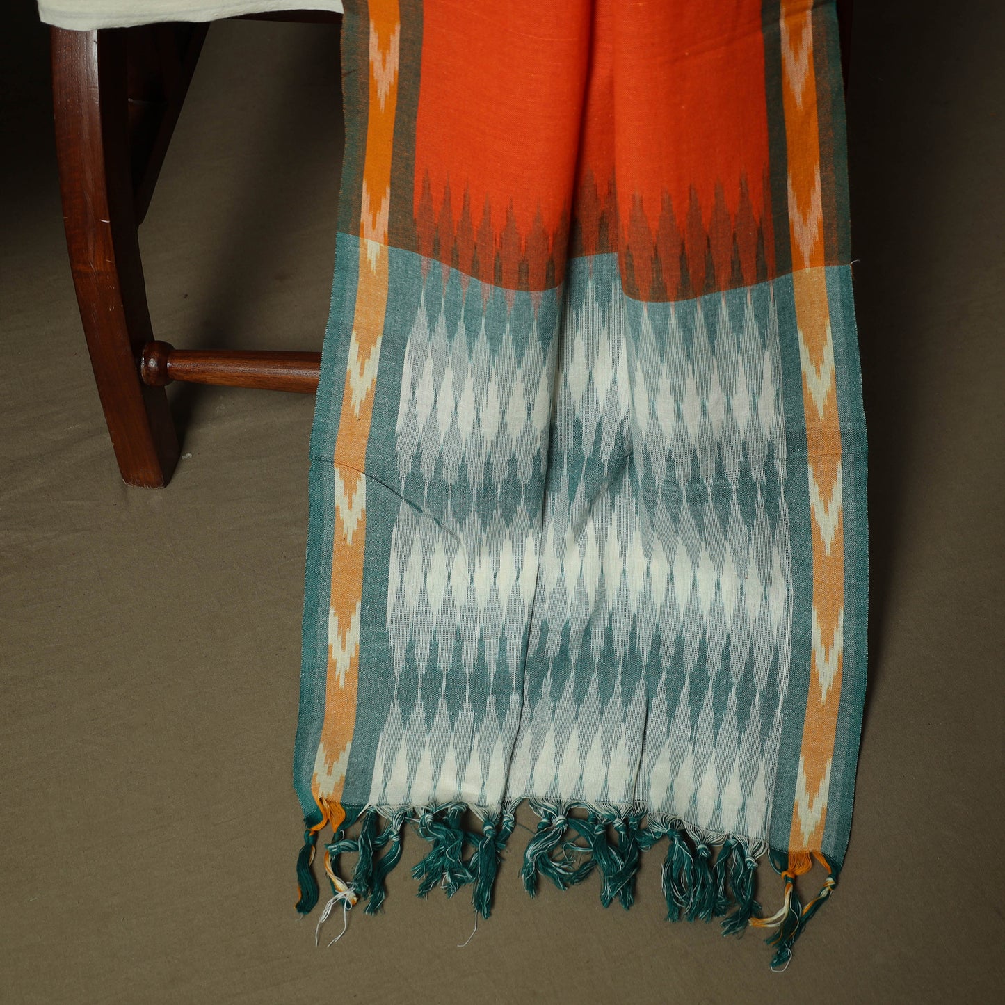 Multicolor - Pochampally Ikat Weave 3pc Cotton Unstitched Dress Material Suit Set 05