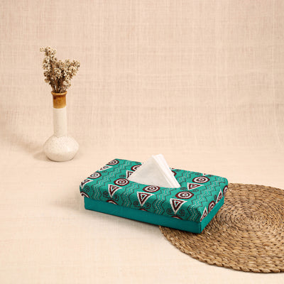 Blue - handcrafted bengal kantha work tissue box 38
