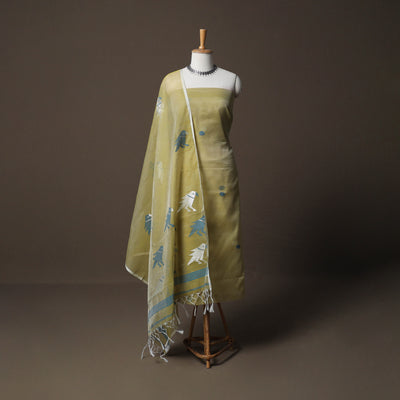 Handwoven Phulia Jamdani Muslin Silk 2pc Unstitched Dress Material Kurta Set 24