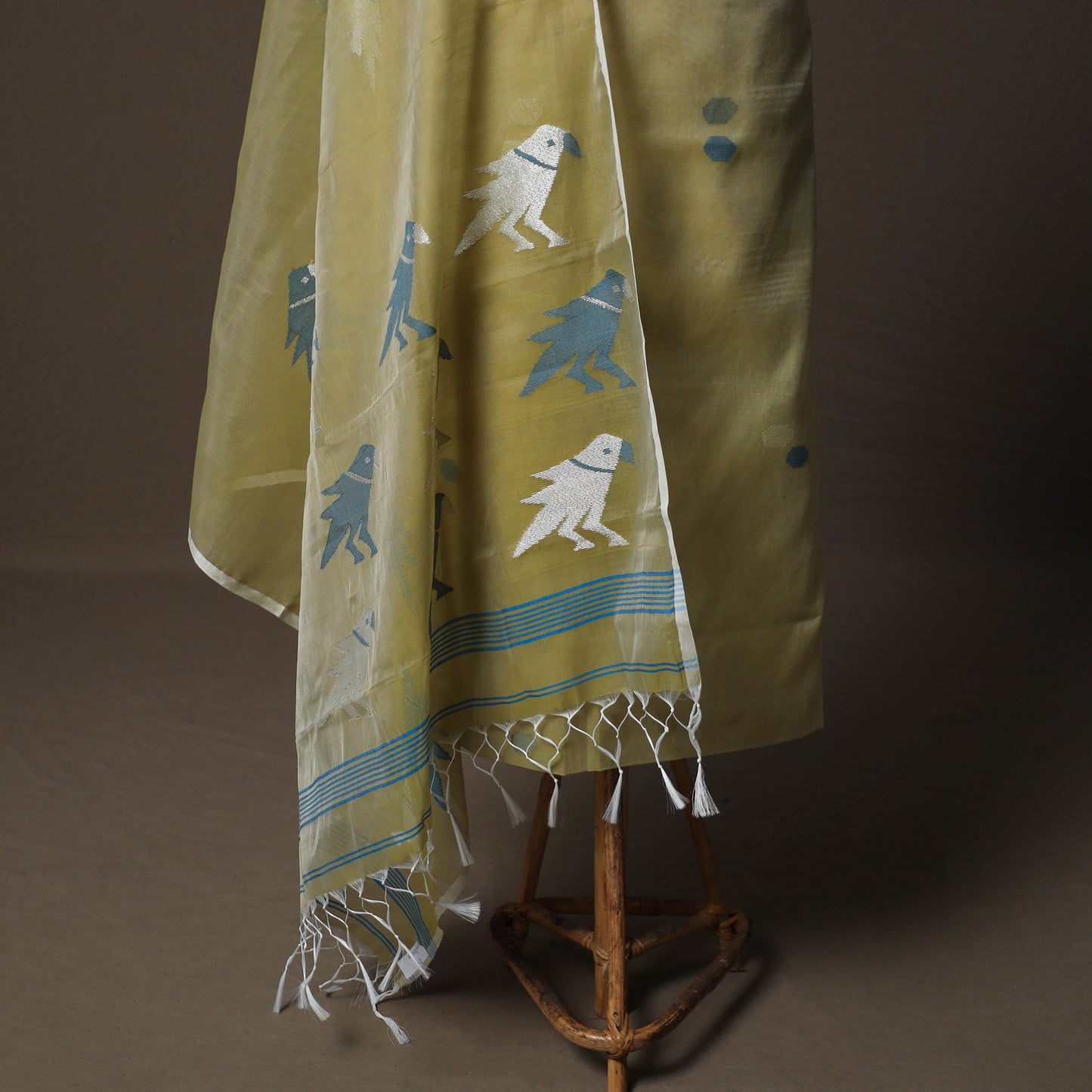 Handwoven Phulia Jamdani Muslin Silk 2pc Unstitched Dress Material Kurta Set 24