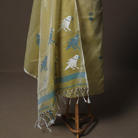 Handwoven Phulia Jamdani Muslin Silk 2pc Unstitched Dress Material Kurta Set 24
