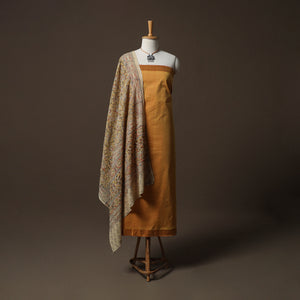 Mangalagiri Handwoven Cotton 2pc Unstitched Dress Material Kurta Set with Jewellery 12