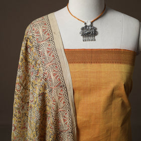 Mangalagiri Handwoven Cotton 2pc Unstitched Dress Material Kurta Set with Jewellery 12