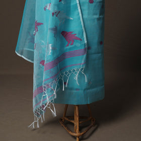 Handwoven Phulia Jamdani Muslin Silk 2pc Unstitched Dress Material Kurta Set 25