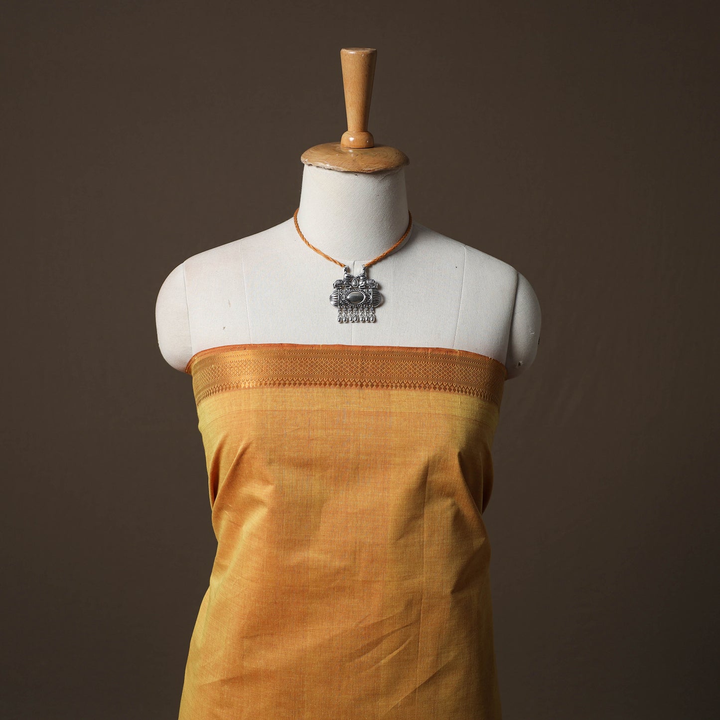 Mangalagiri Handwoven Cotton 2pc Unstitched Dress Material Kurta Set with Jewellery 12