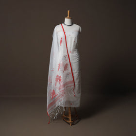 Handwoven Phulia Jamdani Muslin Silk 2pc Unstitched Dress Material Kurta Set 26