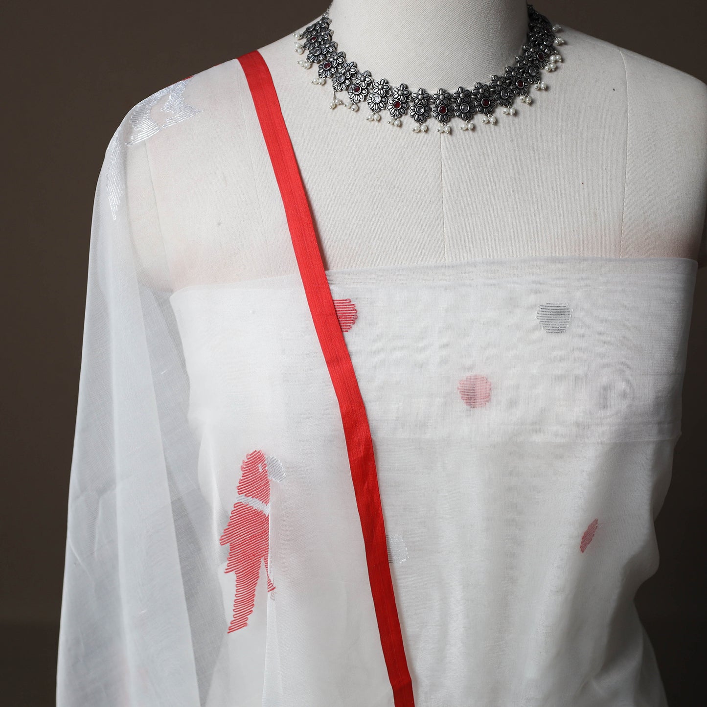 Handwoven Phulia Jamdani Muslin Silk 2pc Unstitched Dress Material Kurta Set 26