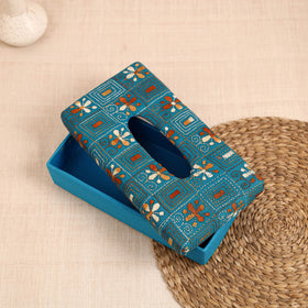 Blue - handcrafted bengal kantha work tissue box 04
