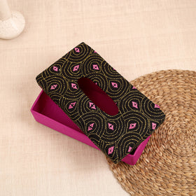 Pink - handcrafted bengal kantha work tissue box 05