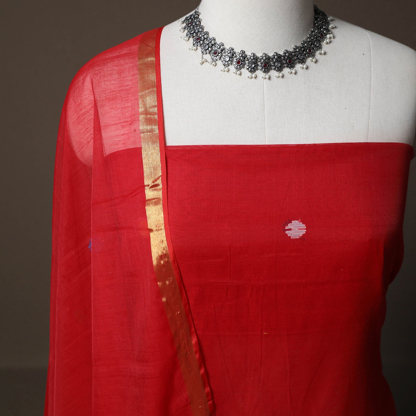 Handwoven Phulia Jamdani Muslin Silk 2pc Unstitched Dress Material Kurta Set 27