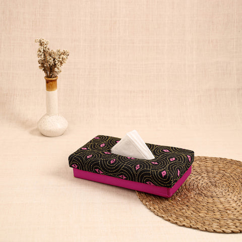 Pink - handcrafted bengal kantha work tissue box 05