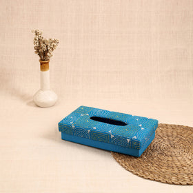 Blue - handcrafted bengal kantha work tissue box 06