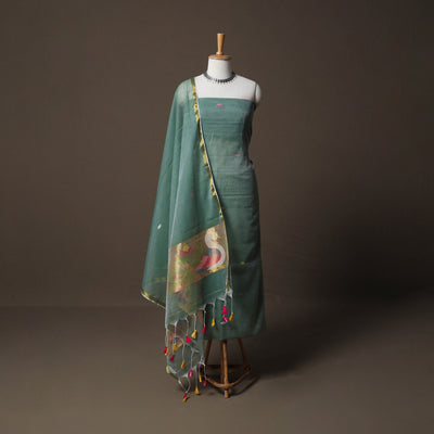 Handwoven Phulia Jamdani Muslin Silk 2pc Unstitched Dress Material Kurta Set 28