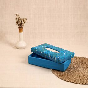 Blue - handcrafted bengal kantha work tissue box 06