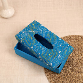 Blue - handcrafted bengal kantha work tissue box 06