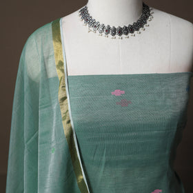 Handwoven Phulia Jamdani Muslin Silk 2pc Unstitched Dress Material Kurta Set 28