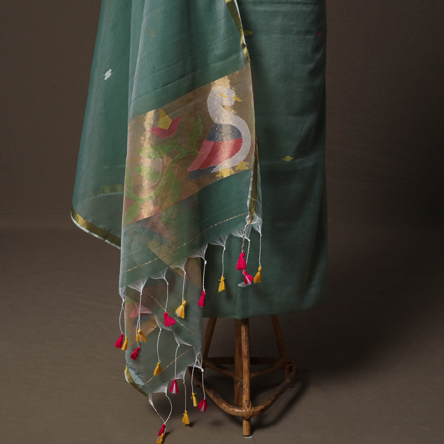 Handwoven Phulia Jamdani Muslin Silk 2pc Unstitched Dress Material Kurta Set 28