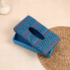 Blue - handcrafted bengal kantha work tissue box 07