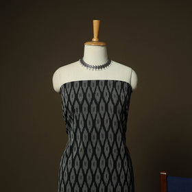 Black - Pochampally Ikat Weave 3pc Cotton Unstitched Dress Material Suit Set 08