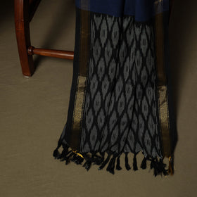 Black - Pochampally Ikat Weave 3pc Cotton Unstitched Dress Material Suit Set 08
