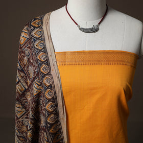 Mangalagiri Handwoven Cotton 2pc Unstitched Dress Material Kurta Set with Jewellery 15