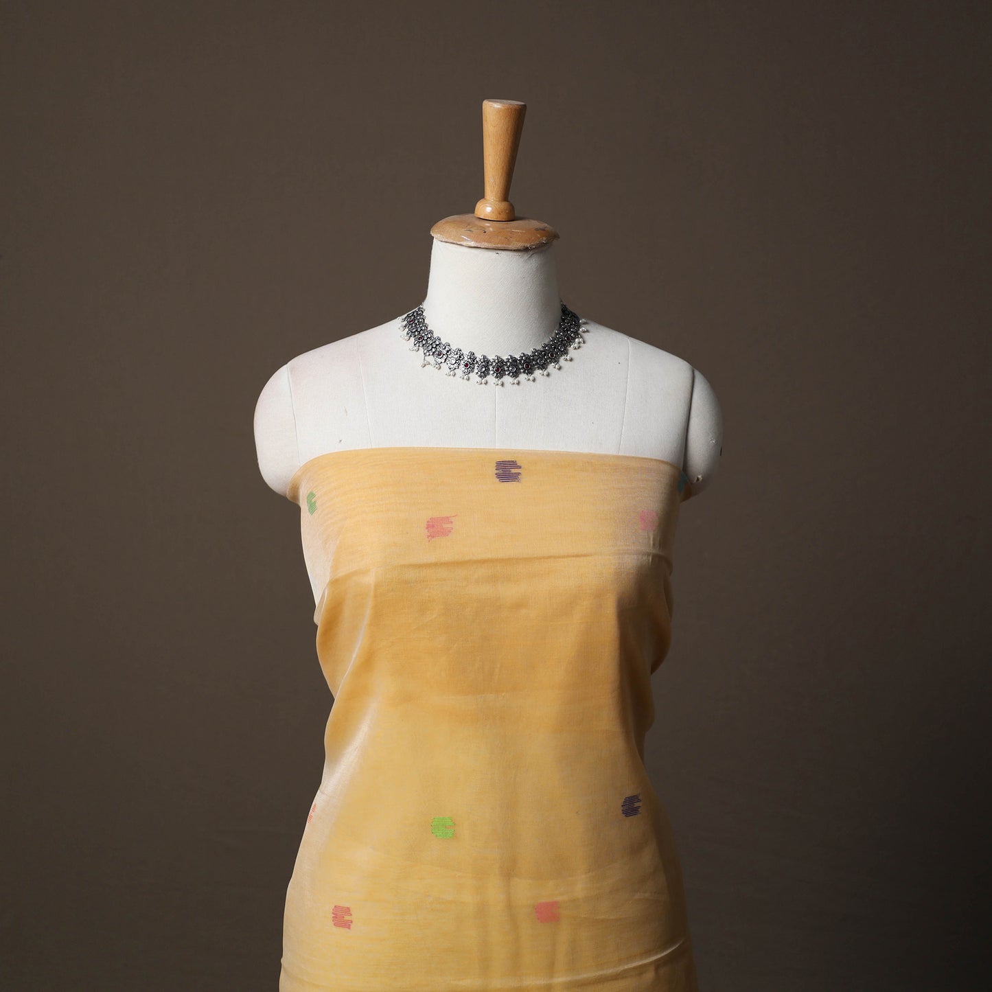 Handwoven Phulia Jamdani Muslin Silk 2pc Unstitched Dress Material Kurta Set 29