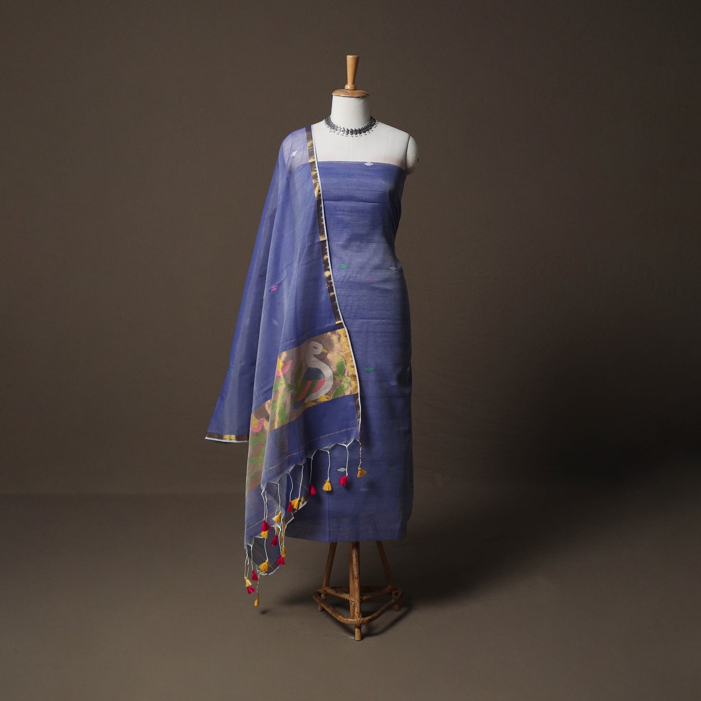 Handwoven Phulia Jamdani Muslin Silk 2pc Unstitched Dress Material Kurta Set 30