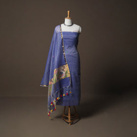 Handwoven Phulia Jamdani Muslin Silk 2pc Unstitched Dress Material Kurta Set 30