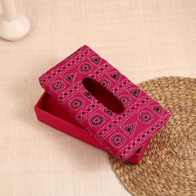 Pink - handcrafted bengal kantha work tissue box 08