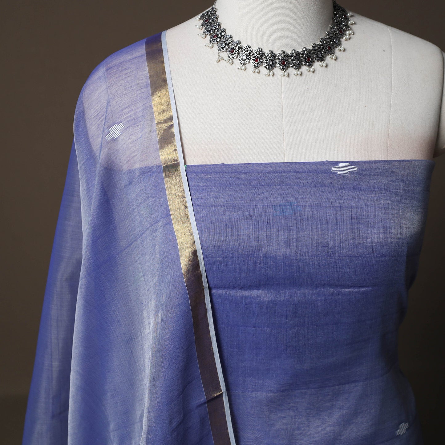 Handwoven Phulia Jamdani Muslin Silk 2pc Unstitched Dress Material Kurta Set 30