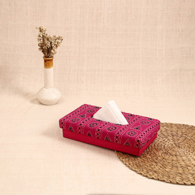 Pink - handcrafted bengal kantha work tissue box 08