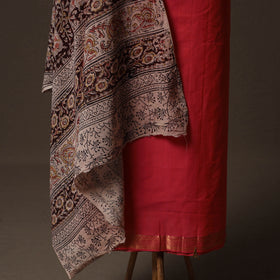 Mangalagiri Handwoven Cotton 2pc Unstitched Dress Material Kurta Set with Jewellery 17
