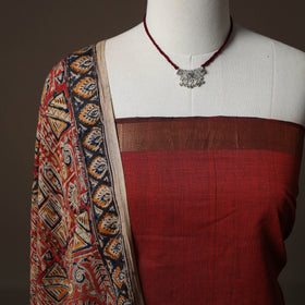 Mangalagiri Handwoven Cotton 2pc Unstitched Dress Material Kurta Set with Jewellery 18