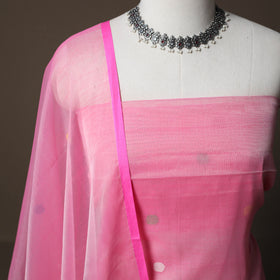 Handwoven Phulia Jamdani Muslin Silk 2pc Unstitched Dress Material Kurta Set 32