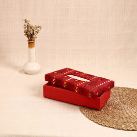 Red - handcrafted bengal kantha work tissue box 09