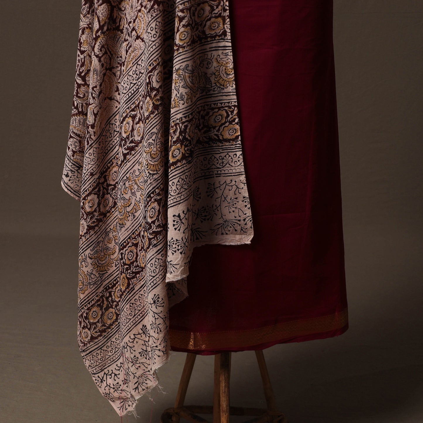 Mangalagiri Handwoven Cotton 2pc Unstitched Dress Material Kurta Set with Jewellery 19