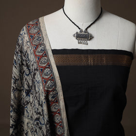 Mangalagiri Handwoven Cotton 2pc Unstitched Dress Material Kurta Set with Jewellery 20
