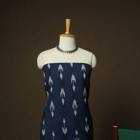 Blue - Pochampally Ikat Weave 3pc Cotton Unstitched Dress Material Suit Set 12