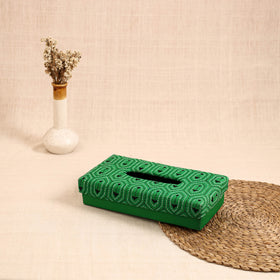 Green - Handcrafted Bengal Kantha Work Tissue Box 25