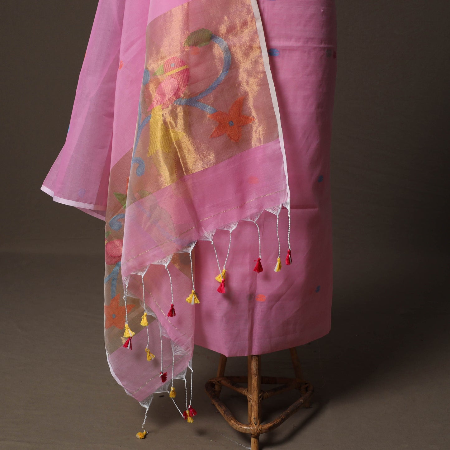 Handwoven Phulia Jamdani Muslin Silk 2pc Unstitched Dress Material Kurta Set 36