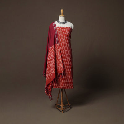 Pochampally Ikat Weave 3pc Cotton Unstitched Dress Material Suit Set 01