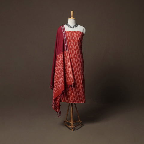 Pochampally Ikat Weave 3pc Cotton Unstitched Dress Material Suit Set 01