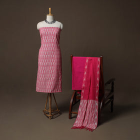 Pochampally Ikat Weave 3pc Cotton Unstitched Dress Material Suit Set 02