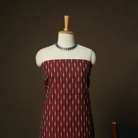 Maroon - Pochampally Ikat Weave 3pc Cotton Unstitched Dress Material Suit Set 14