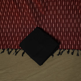 Maroon - Pochampally Ikat Weave 3pc Cotton Unstitched Dress Material Suit Set 14