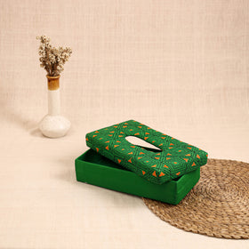 Green - handcrafted bengal kantha work tissue box 31